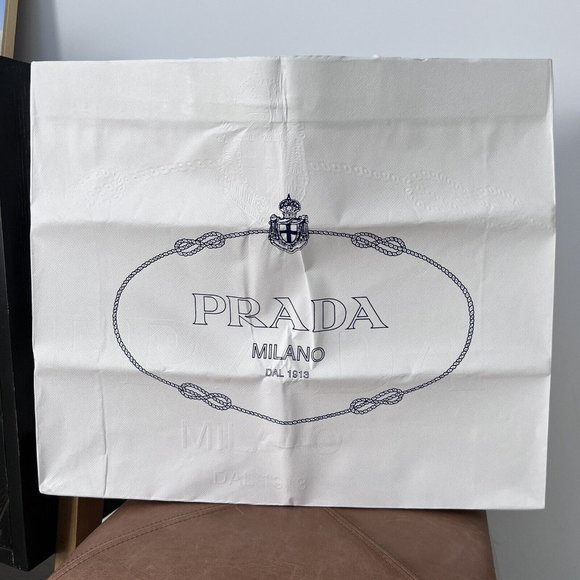 AUTHENTIC PRADA Embossed XL White Shopping Gift Bag 22" x 18" x 5" - Picture 7 of 10